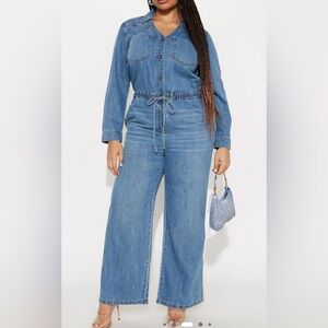NWT FASHION NOVA Stylish Charlie Denim Jumpsuit- Size 3x